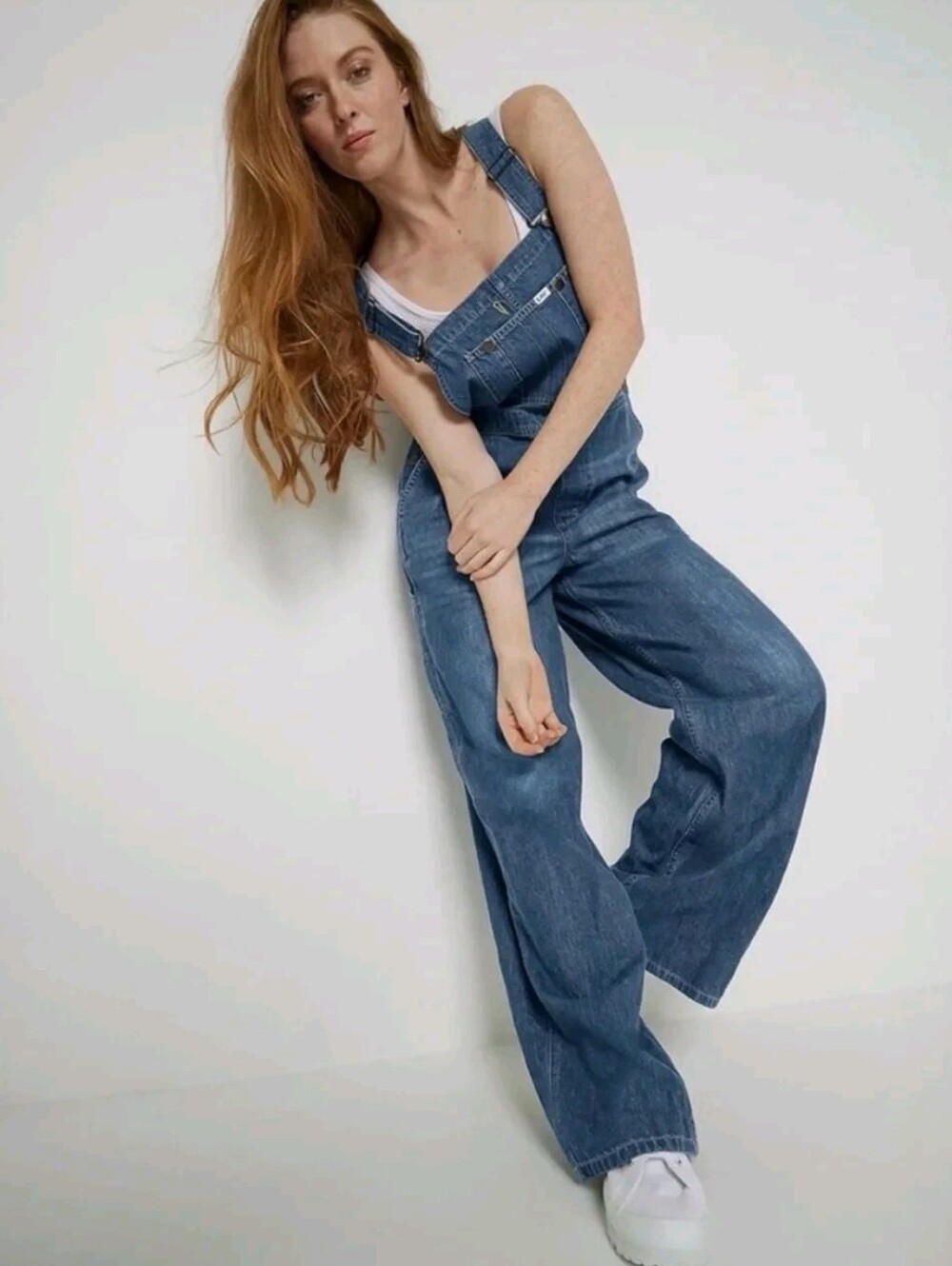 Lee Denim Wide Leg Bib Overalls S Blue